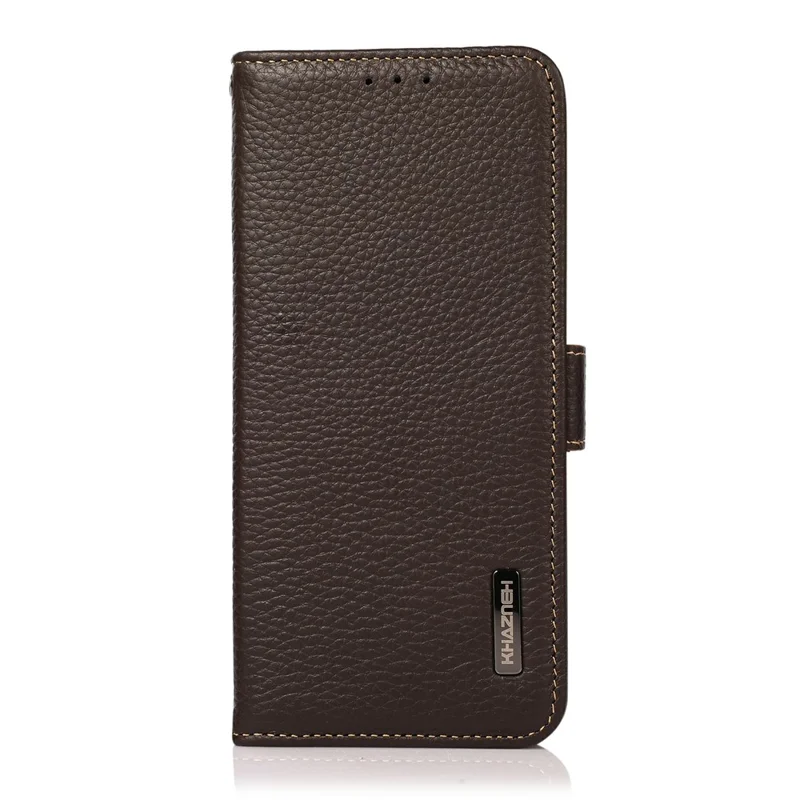 Khazneh Para Xiaomi 14t Case de Teléfono Genuino Cubierta de Cuero de Vaca Bloqueo RFID - Marrón
