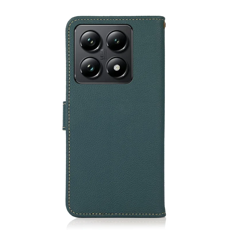 KHAZNEH For Xiaomi 14T Case Genuine Cow Leather Wallet Phone Cover - Verde