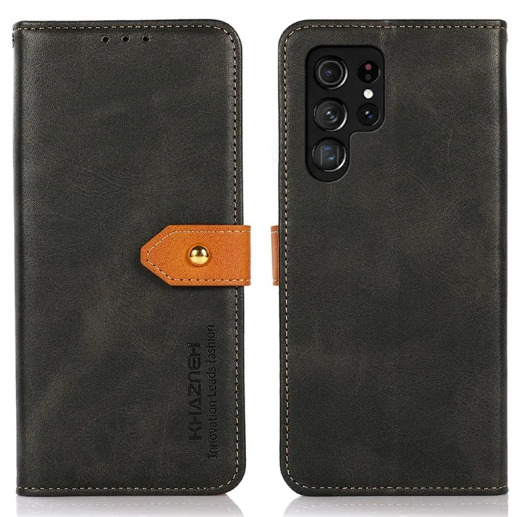 Khazneh Para Samsung Galaxy S25 Ultra Wallet Case de Teléfonos Soporte de Cuero Flip Cover - Negro