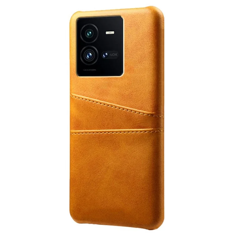 Estuche Protectora Para Vivo Iqoo 10 Pro 5G Anti-fall Case Con Ranuras de Doble Tarjeta PU Cubierta Trasera de Tapa Dura Recubierta de Cuero - Naranja