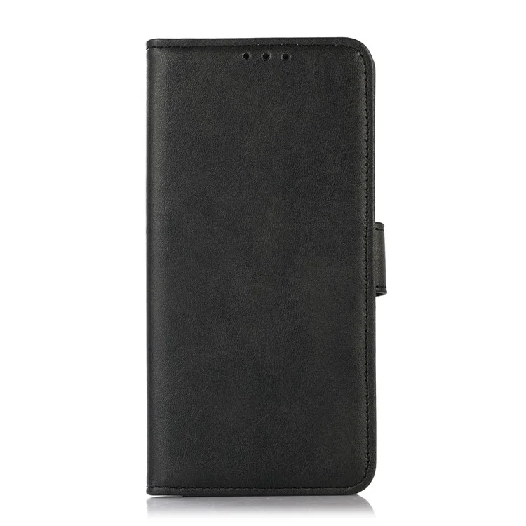 Para Motorola Moto G55 5G Case Cawhide Textura de Cuero Cubierta de Teléfono Con Soporte - Negro