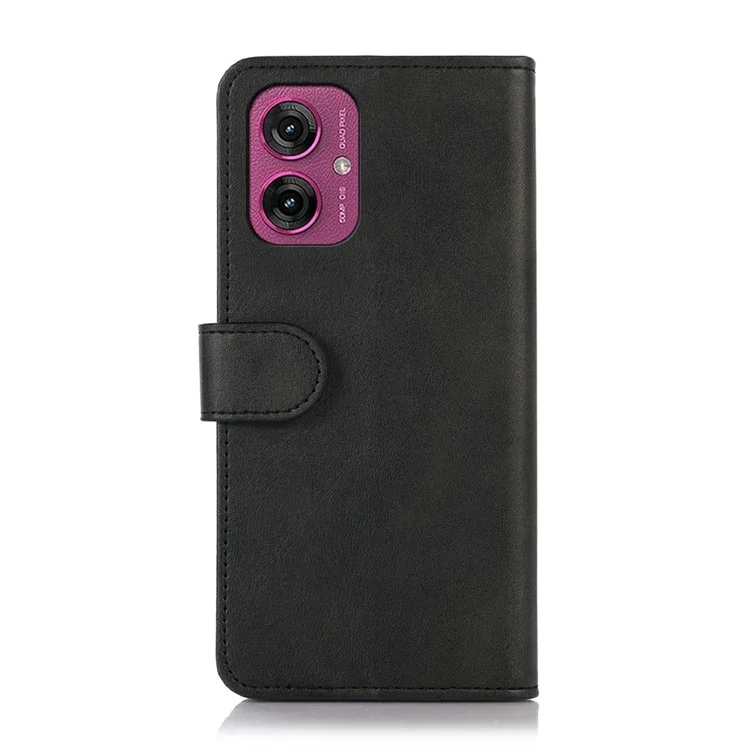 Para Motorola Moto G55 5G Case Cawhide Textura de Cuero Cubierta de Teléfono Con Soporte - Negro