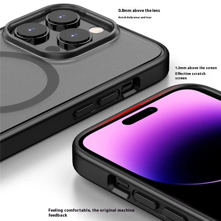 Per Iphone 16 Pro Case Compatibile Con pc MagSafe Skin-Touch PC+TPU Geste Telefonico Gommata - Nero