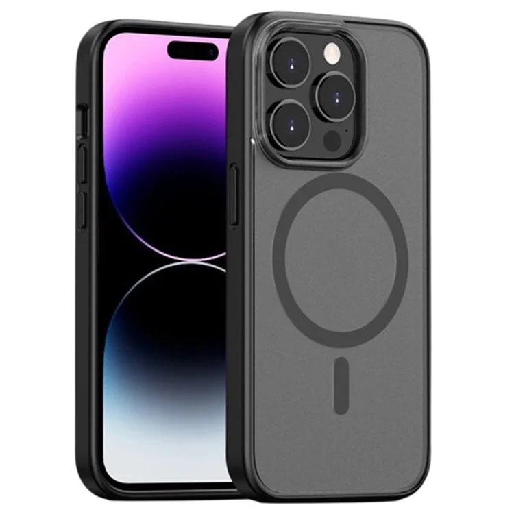 Для Iphone 16 Pro Max Case, Совместимый с Magsafe Skin-Touch PC+TPU Прорезиненным Телефона - Черный