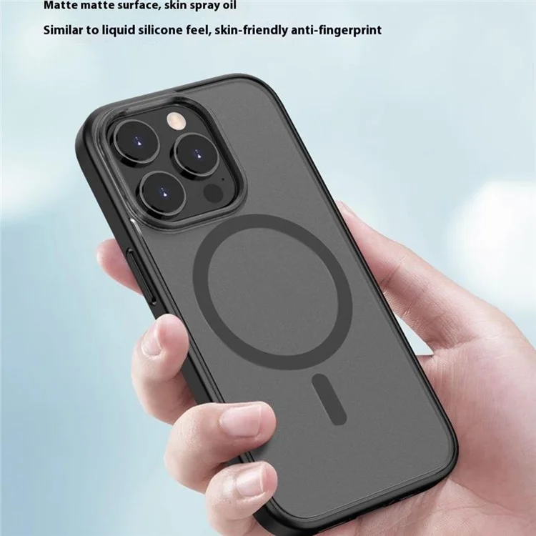 Per Iphone 15 Pro Case Compatibile Con pc MagSafe Skin-Touch PC+TPU Geste Telefonico - Nero