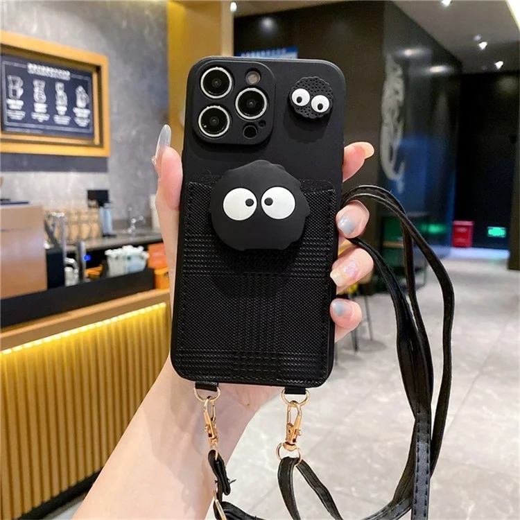 Чехол для iPhone 16 Pro 3D Briquette Leather+TPU с отсеком для карт и подставкой Crossbody Phone Cover - Round Headed Briquette