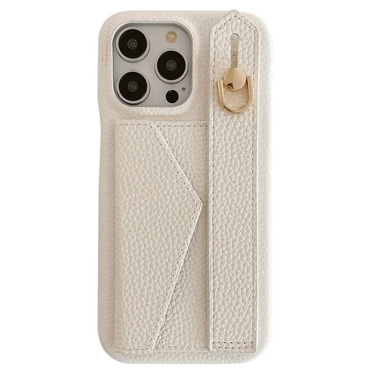 Per Iphone 16 Pro Case Case Wristband Cocciolo Slot Slot in Pelle PU in Pelle+pet Telefono - Bianco