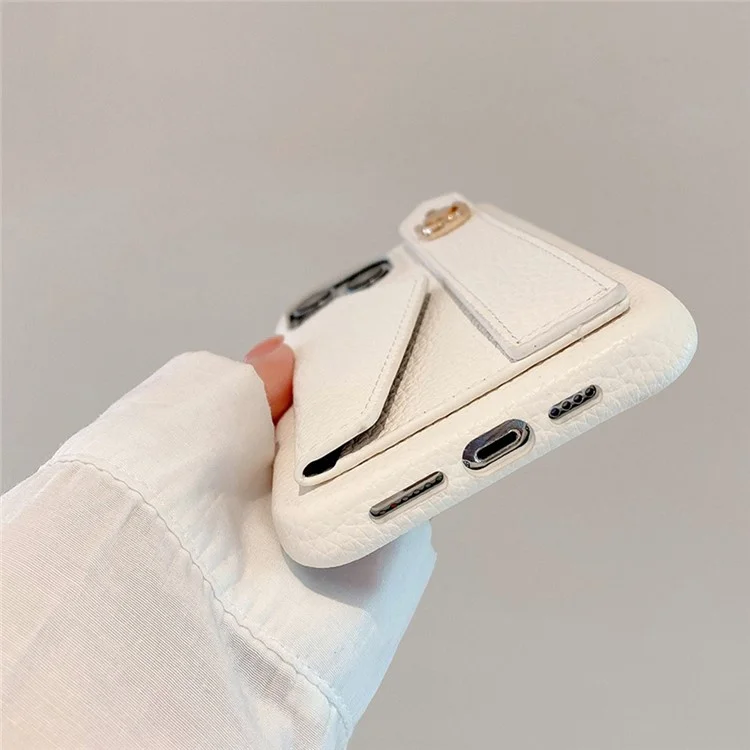 Per Iphone 16 Pro Case Case Wristband Cocciolo Slot Slot in Pelle PU in Pelle+pet Telefono - Bianco