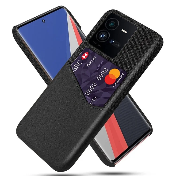 Для Vivo Iqoo 10 Pro 5G Текстура Texture Bump Presect Cuethe + PC Back Case Держатель Для Корпуса Защитный Телефонный Чехол - Черный