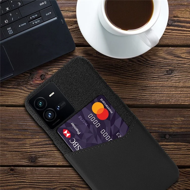 Для Vivo Iqoo 10 Pro 5G Текстура Texture Bump Presect Cuethe + PC Back Case Держатель Для Корпуса Защитный Телефонный Чехол - Черный