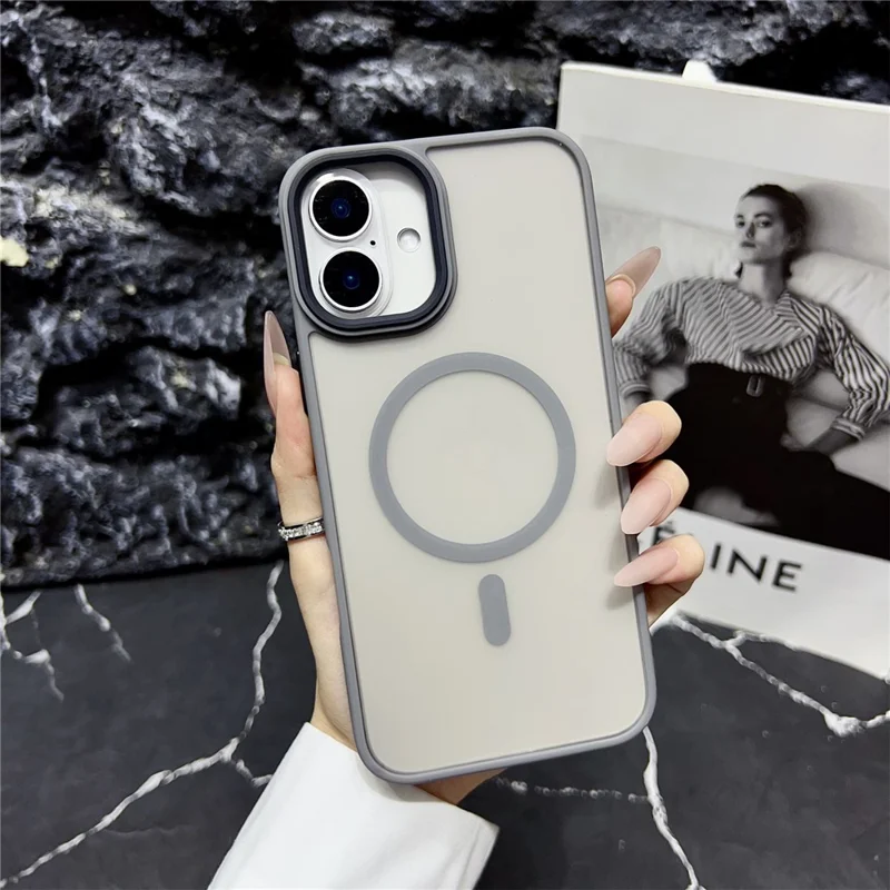 Для Iphone 16 Плюс Корпус, Совместимый с Матовой Крышкой Для pc Magsafe Skin Touch Tpu+ - Серый
