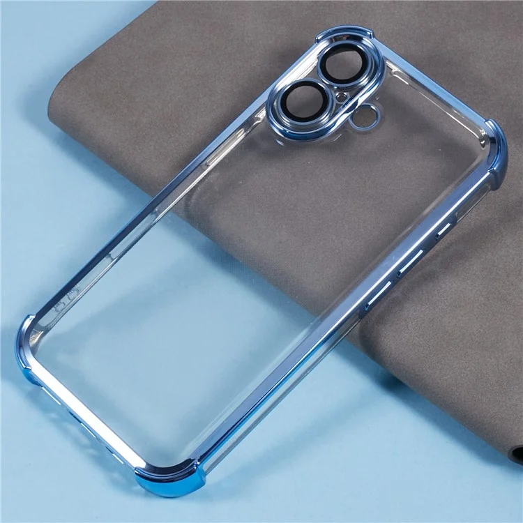 Для Iphone 16 Case Aclelplating Clear TPU Телефона с Пленкой Объектива - Синий