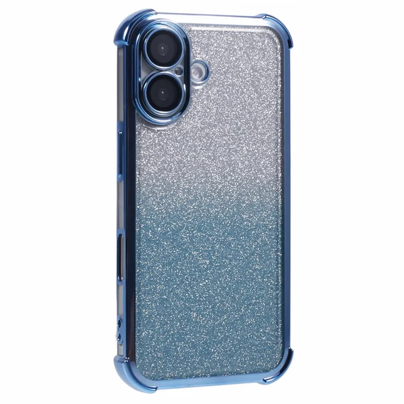Для Iphone 16 Case Acelloplating Clear TPU Телефона с Линзой Пленкой и Блестящей Картой - Синий