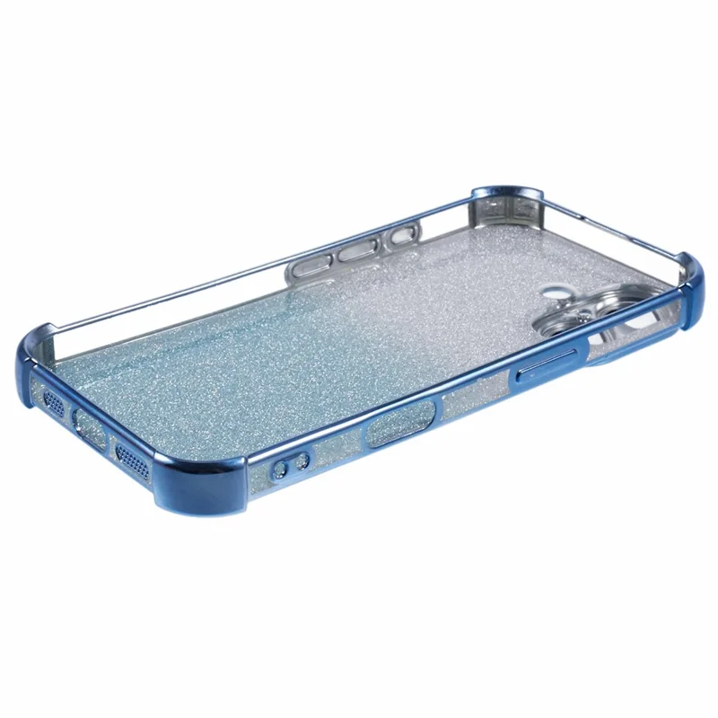 Для Iphone 16 Case Acelloplating Clear TPU Телефона с Линзой Пленкой и Блестящей Картой - Синий
