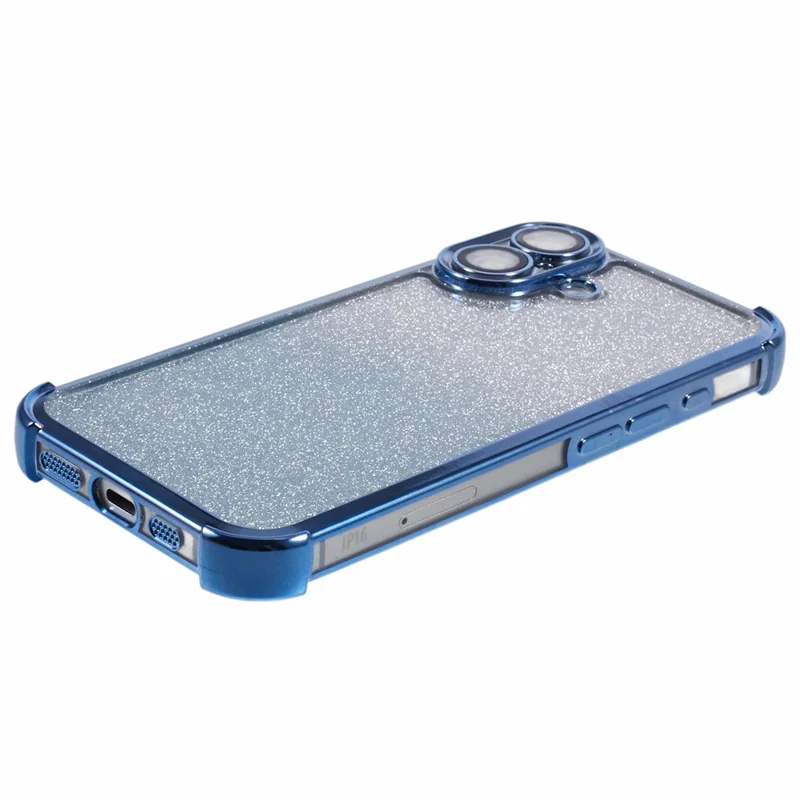 Для Iphone 16 Case Acelloplating Clear TPU Телефона с Линзой Пленкой и Блестящей Картой - Синий