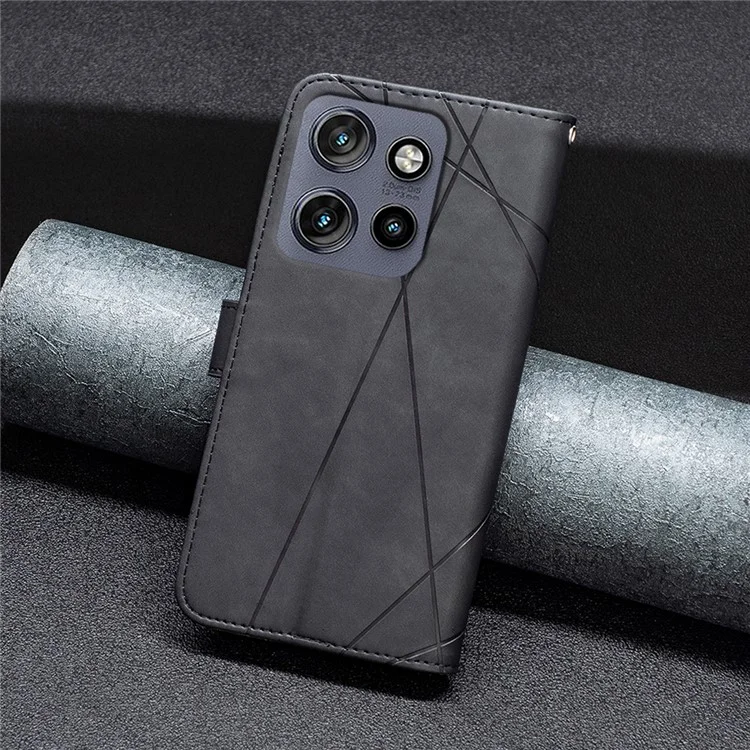 BINFEN COLOR BF05 für Motorola Edge 50 Neo 5G / Moto S50 5G / Thinkphone 25 5G Hülle Leder Handyhülle Brieftasche Stand - Schwarz