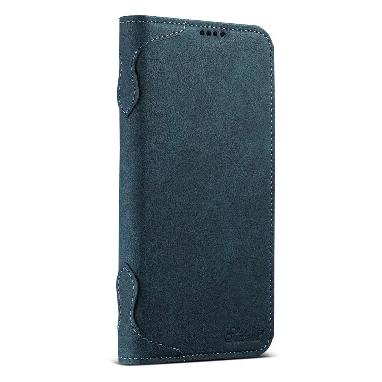 SUTENI J07 Pour Iphone 16 Pro Case Compatible Avec Magsafe Litchi Texture le Cuir de Portefeuille Couverture de Téléphone - Bleu