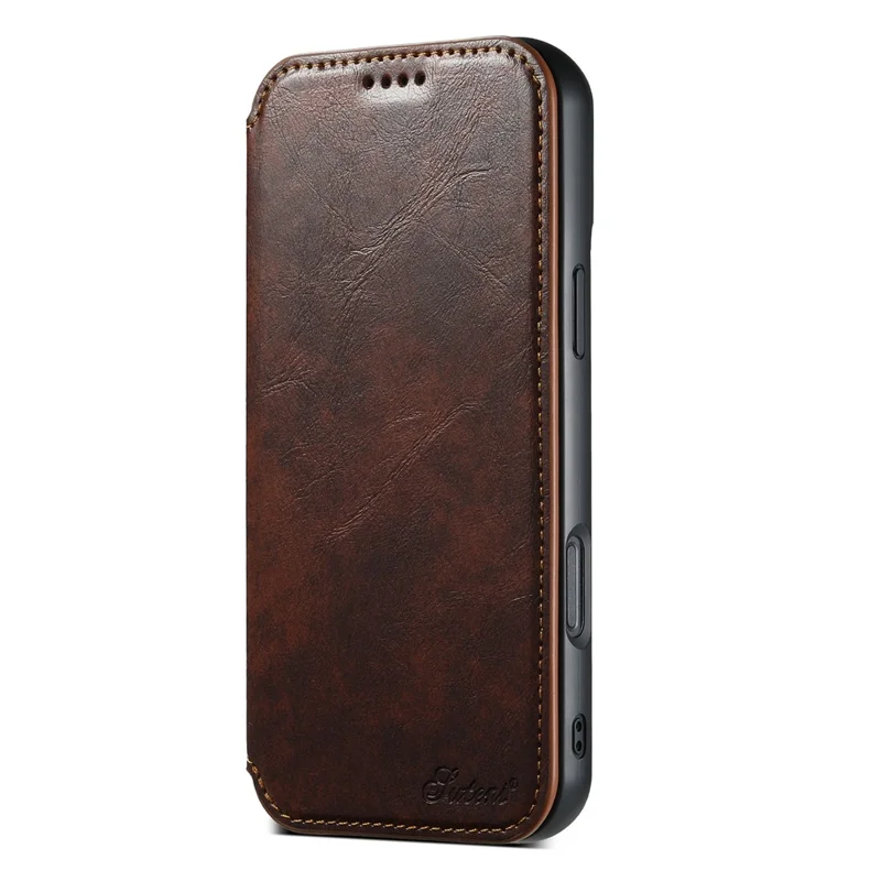 SUTENI J06 Pour Iphone 16 Plus Case Compatible Avec Magsafe Textured PU Leather Flip Phone Cover - Kaki