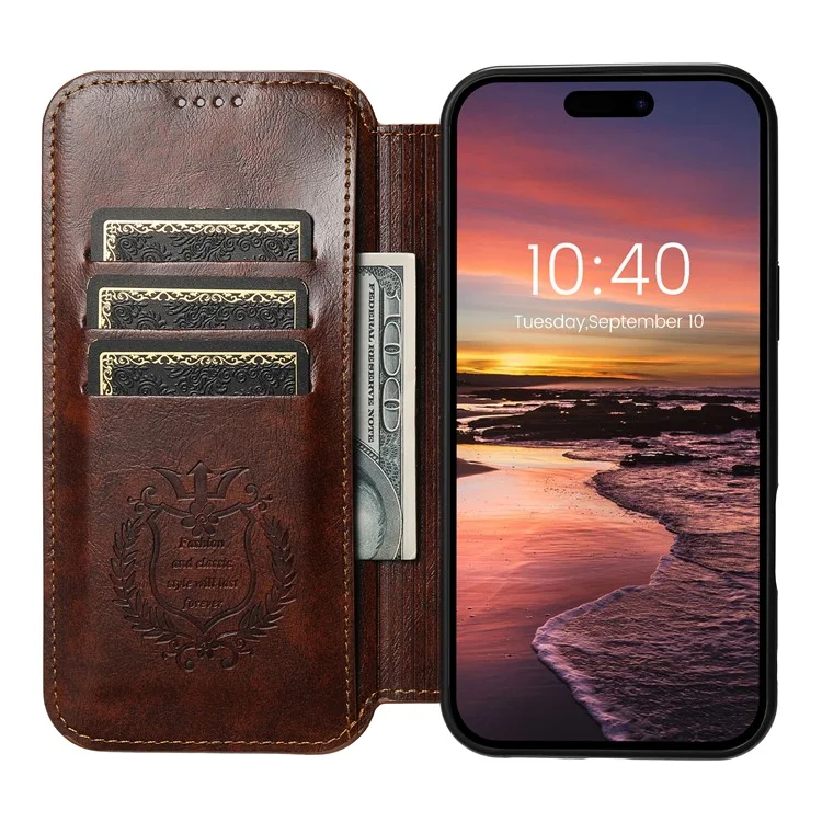 SUTENI J06 Pour Iphone 16 Pro Max Case Compatible Avec la Couverture de Téléphonie en Cuir PU Texturé Magsafe - Kaki