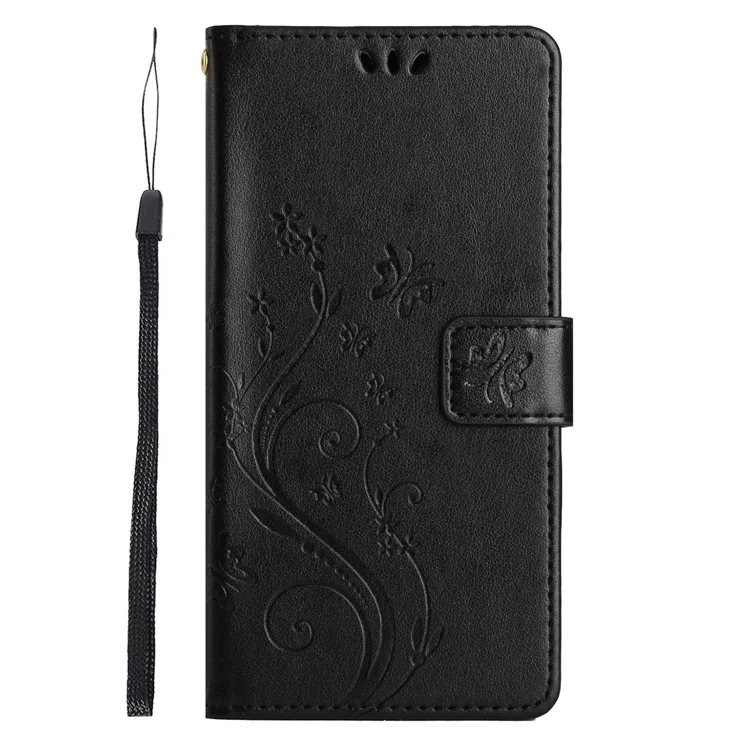 Pour Xiaomi Poco C75 4G / Redmi 14R 5G / 14C 4G Étui Motif Impression Cuir PU Housse de Téléphone Portefeuille avec Sangle - Noir