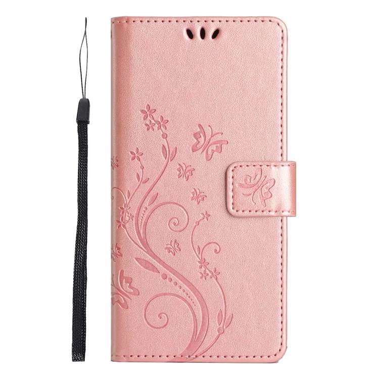 Per Motorola Edge 50 Neo 5G / Moto S50 5G / Thinkphone 25 5G Case Pattern Imprint PU Leather Phone Wallet Cover with Strap - Rose Gold