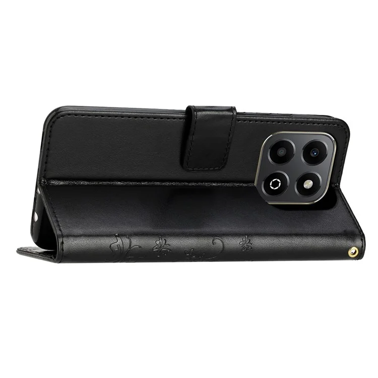 Pour Honor X7c 4G / 200 Smart 5G Étui Motif Gaufrage Étui Portefeuille en Cuir PU avec Dragonne - Noir