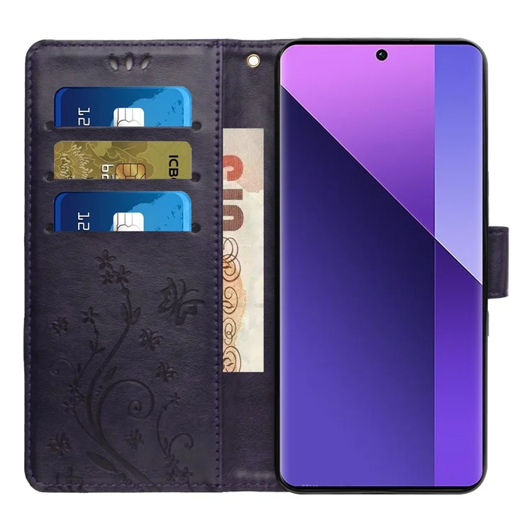 For Honor X7c 4G / 200 Smart 5G Case Pattern Imprint PU Leather Phone Wallet Cover with Strap - Dark Purple