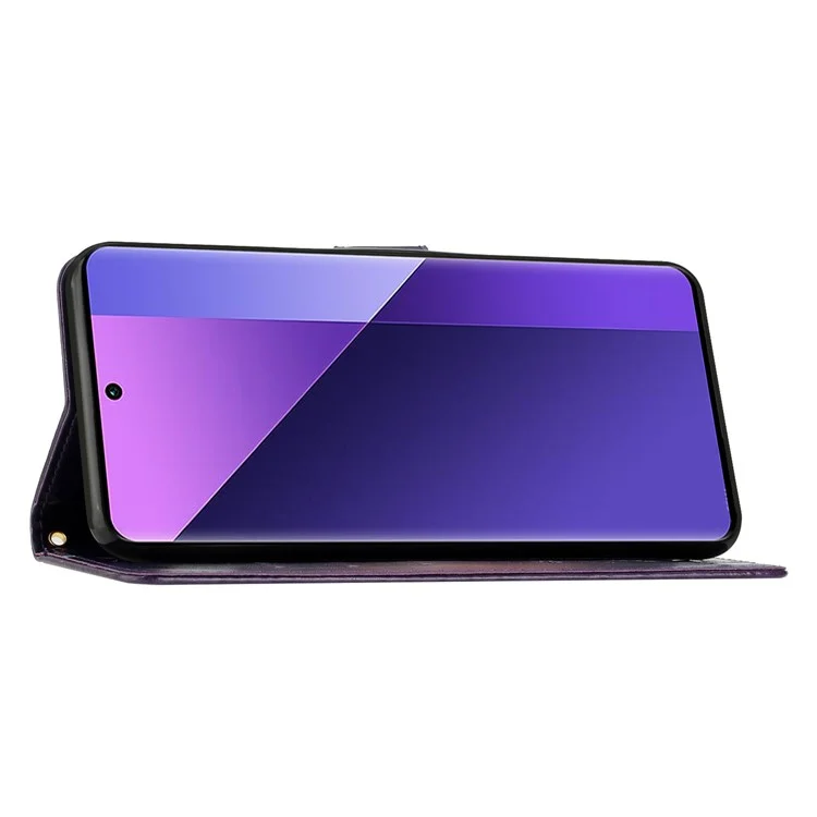 For Honor X7c 4G / 200 Smart 5G Case Pattern Imprint PU Leather Phone Wallet Cover with Strap - Dark Purple