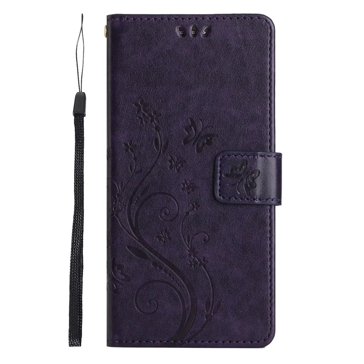 For Honor X7c 4G / 200 Smart 5G Case Pattern Imprint PU Leather Phone Wallet Cover with Strap - Dark Purple