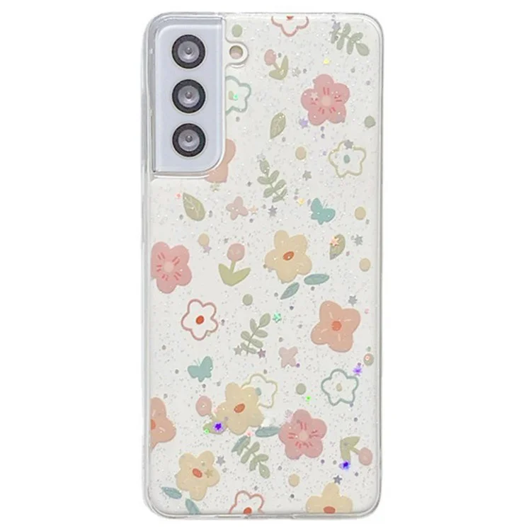 Für Das Samsung Galaxy S23 Case Blumenmuster TPU Glitter -telefonabdeckung - D02