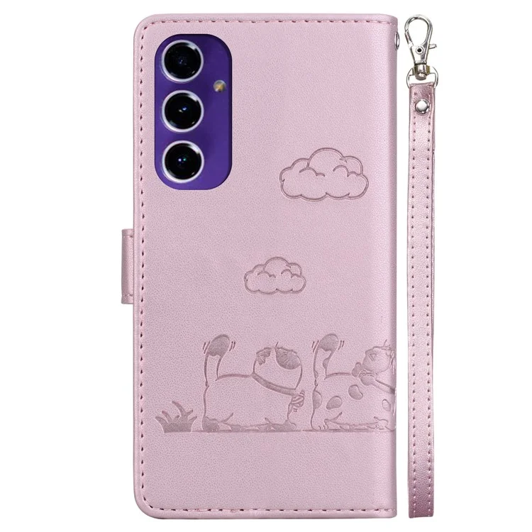 For Samsung Galaxy S24 FE Case RFID Blocking Kitten Pattern TPU+PU Leather Phone Cover - Pink