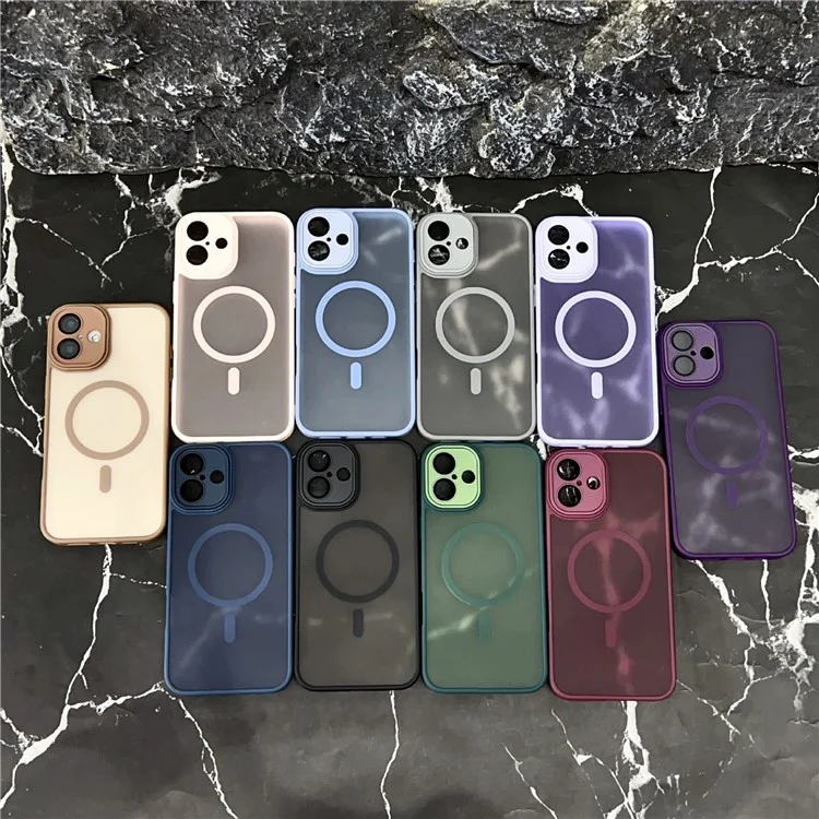 For iPhone 16 Plus Case Compatible with MagSafe TPU + Acrylic Matte Phone Cover with Glass Lens Film - Desert Gold