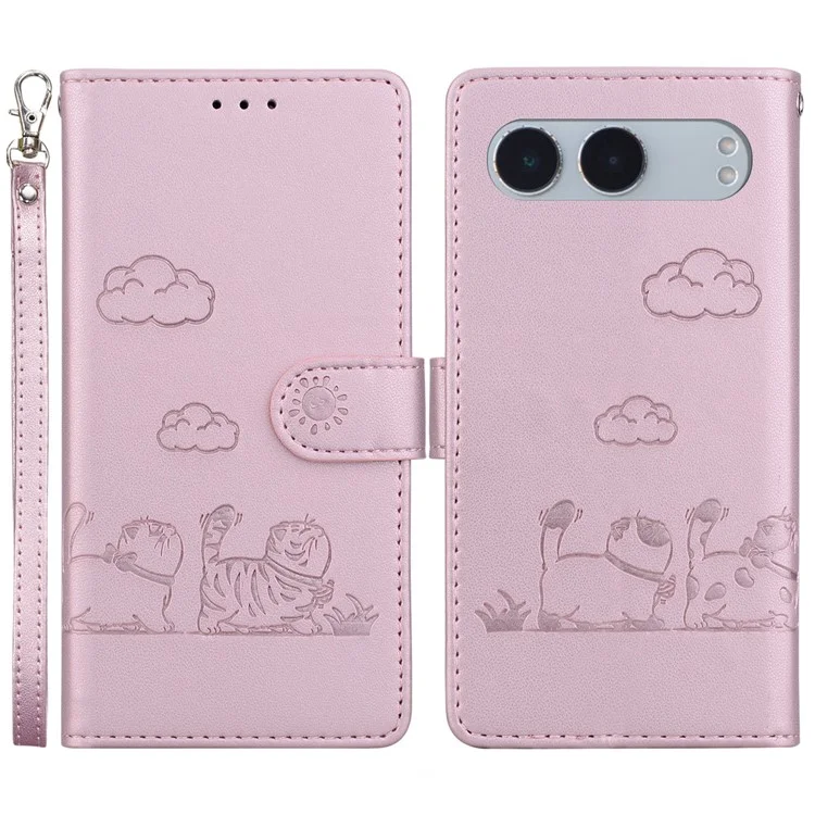 Per OnePlus Nord 4 Case RFID Blocking Kitten Pattern TPU+PU Leather Phone Cover - Rosa