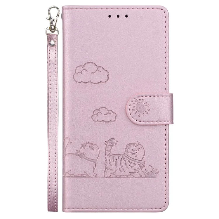 Для Samsung Galaxy A35 5G Case RFID Blocking Catten Pattern Tpu+pu - Розовый