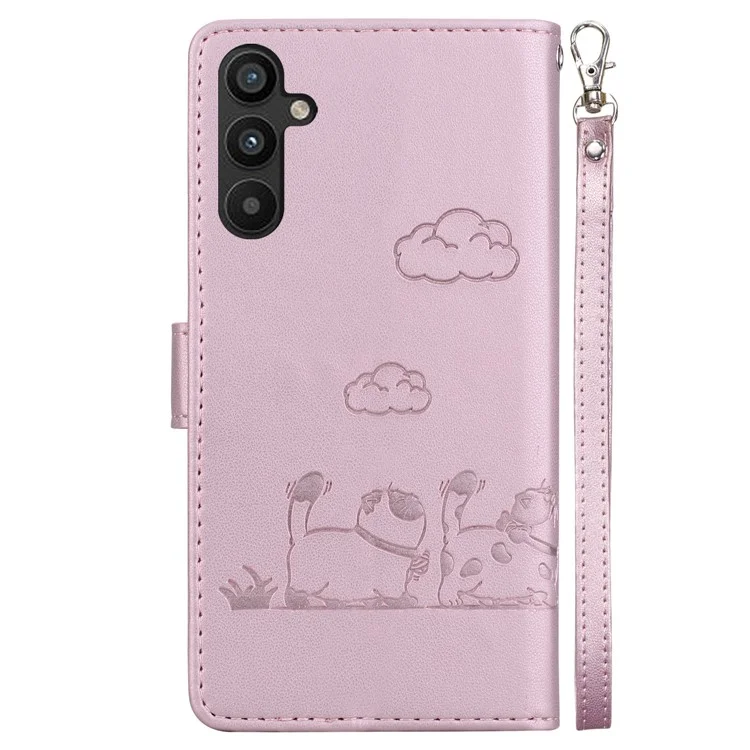 Для Samsung Galaxy A35 5G Case RFID Blocking Catten Pattern Tpu+pu - Розовый