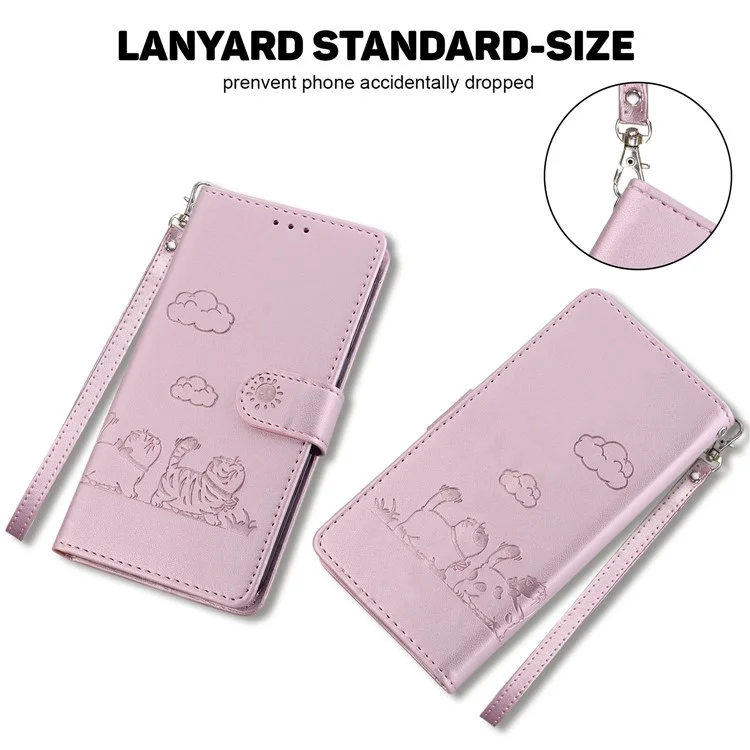 Для Samsung Galaxy A35 5G Case RFID Blocking Catten Pattern Tpu+pu - Розовый