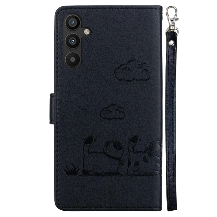Per Samsung Galaxy A55 Case 5G RFID Bloccando il Pattern Gattino TPU+PU Copertina Per Telefono in Pelle pu - Nero