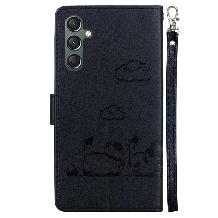 Для Samsung Galaxy A15 4G / 5G Case RFID Blocking Catten Pattern Tpu+pu - Черный