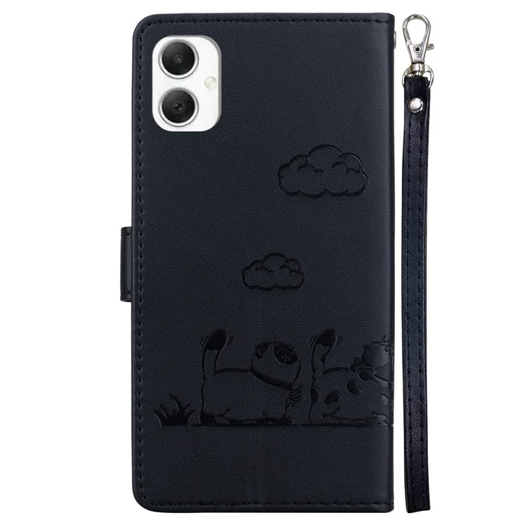 Для Samsung Galaxy A06 Case RFID Блокировка Котенка TPU+PU Кожаная Телефонная Крышка - Черный