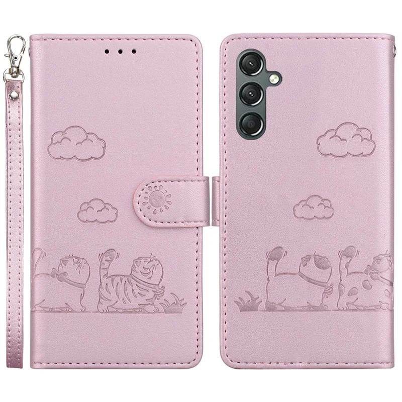 Для Samsung Galaxy A16 Case RFID Блокировка Котенка TPU+PU Кожаная Телефонная Крышка - Розовый