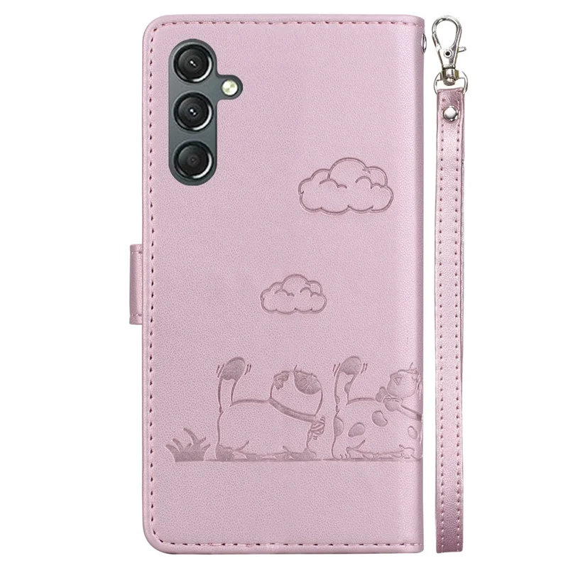 Для Samsung Galaxy A16 Case RFID Блокировка Котенка TPU+PU Кожаная Телефонная Крышка - Розовый