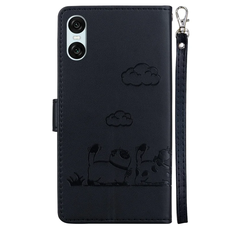 Für Sony Xperia 10 VI Case RFID Blocking Kitten Muster TPU+PU Leder Telefonabdeckung - Schwarz