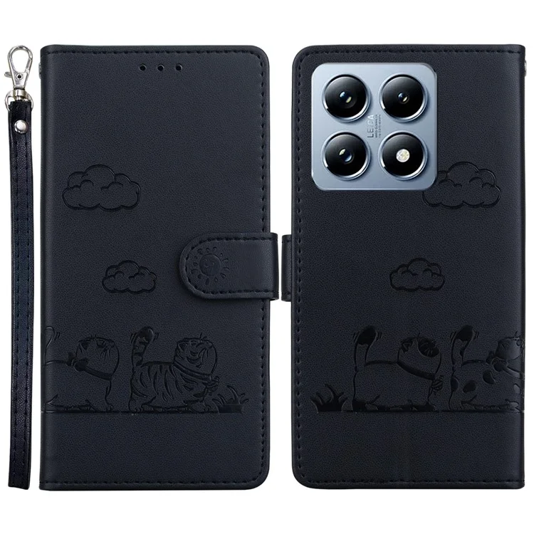 Para Xiaomi 14t Case RFID Bloqueo Patrón de Gatito TPU+PU Pulo Cubierta Del Teléfono - Negro