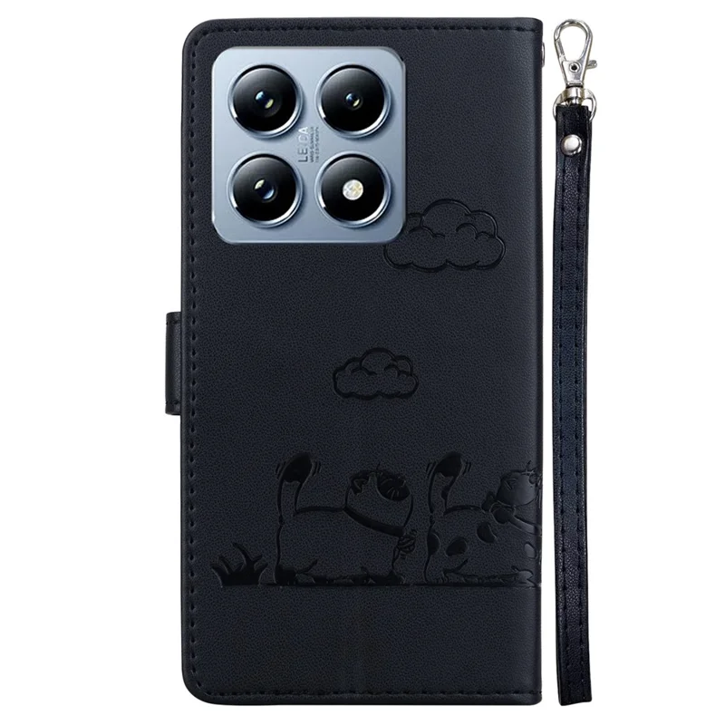 Pour Xiaomi 14T Pro Case RFID Blocking Kitten Pattern Tpu + pu Leather Cover - Noir