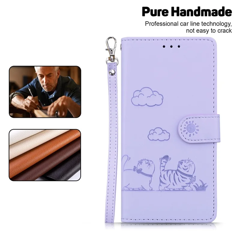 For Xiaomi 14T Pro Case RFID Blocking Kitten Pattern TPU+PU Leather Phone Cover - Purple