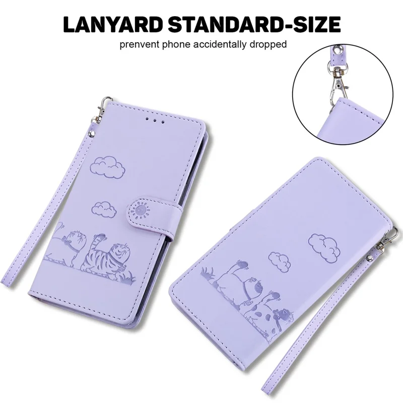 For Xiaomi 14T Pro Case RFID Blocking Kitten Pattern TPU+PU Leather Phone Cover - Purple