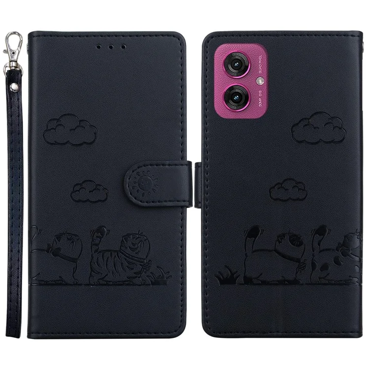 Pour Motorola Moto G55 5G Case RFID Blocking Katten Motel Tpu + pu Couverture de Téléphon - Noir