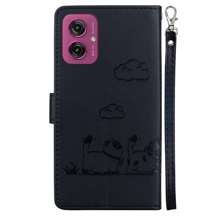 Pour Motorola Moto G55 5G Case RFID Blocking Katten Motel Tpu + pu Couverture de Téléphon - Noir