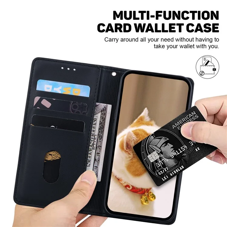 Pour Motorola Moto G55 5G Case RFID Blocking Katten Motel Tpu + pu Couverture de Téléphon - Noir
