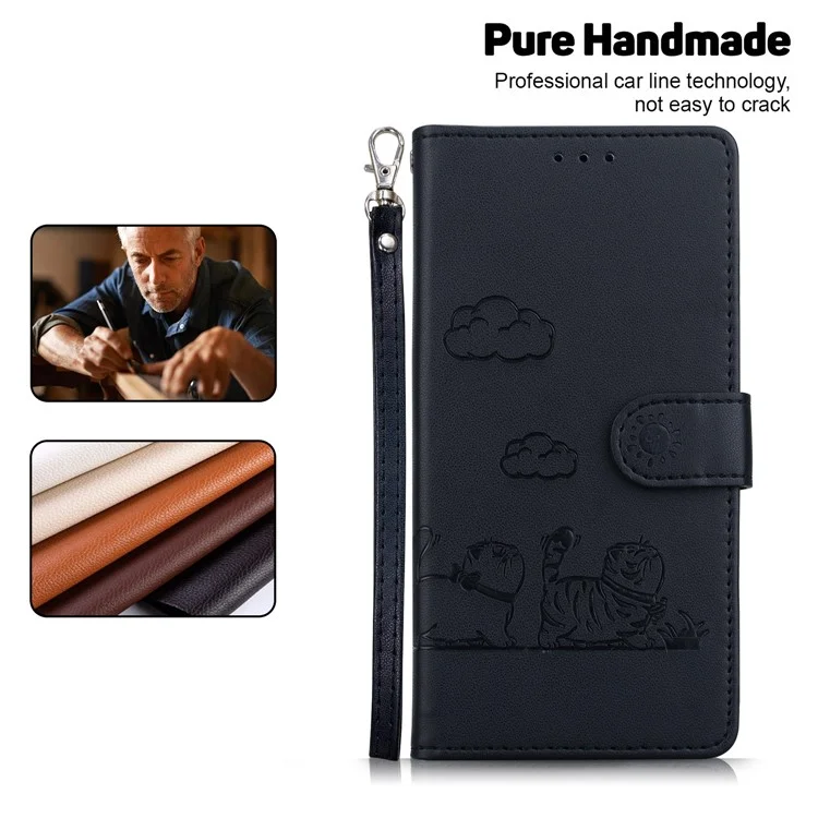 Pour Motorola Moto G55 5G Case RFID Blocking Katten Motel Tpu + pu Couverture de Téléphon - Noir